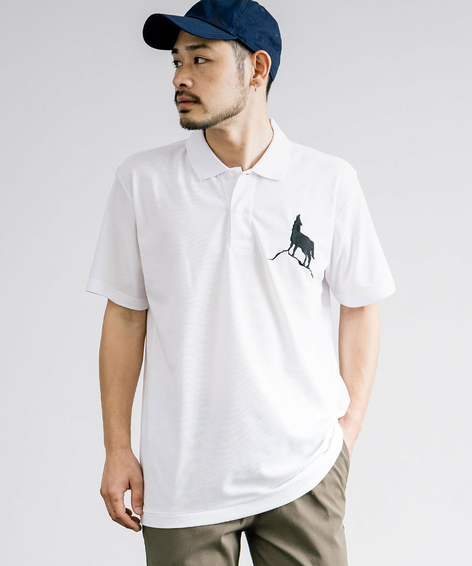 Healthknit Product/ヘルスニットプロダクト ワンポイント刺繍ロゴ半袖ポロシャツ